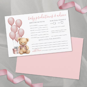 Rosa Bär Baby Shower Ratschlag Vorhersagekarte