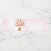 Rosa Bär Hot Air Ballon Wasserflaschenetikett (Einzelnes Label)