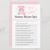 Rosa Bär Kinderzimmer Rhyme Quiz Babydusche (Vorne/Hinten)