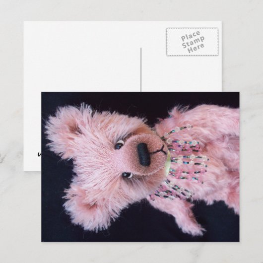 Rosa Bär Postkarte (Vorne/Hinten)