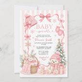 Rosa Bär Winter Baby Sprinkle Einladung (Vorderseite)
