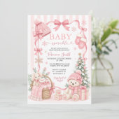 Rosa Bär Winter Baby Sprinkle Einladung (Stehend Vorderseite)