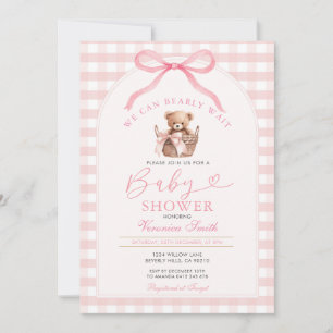 Rosa Bär Wir können es kaum erwarten Baby Shower Einladung