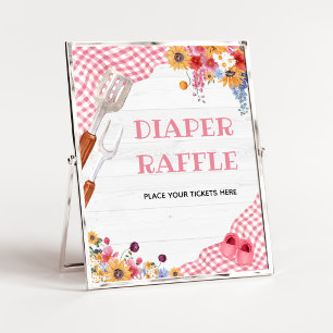Rosa Barbeque-Baby-Party-Windel-Raffel-Schild Poster