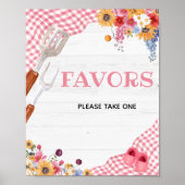 Rosa Barbeque-Baby-Shower-Gastgeschenke-Schild Poster (Vorne)