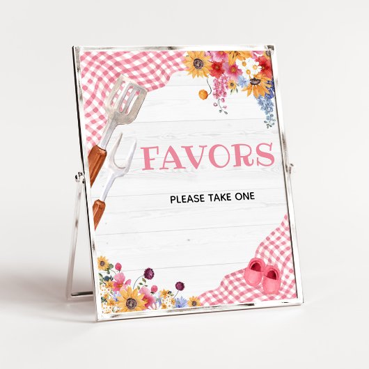 Rosa Barbeque-Baby-Shower-Gastgeschenke-Schild Poster