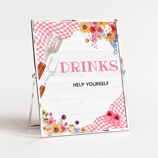 Rosa Barbeque-Baby-Shower-Getränke-Schild Poster