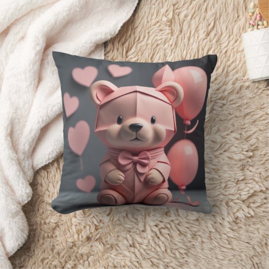 Rosa Bären Ballon Kissen (Decke)