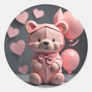 Rosa Bären Ballon Runder Aufkleber