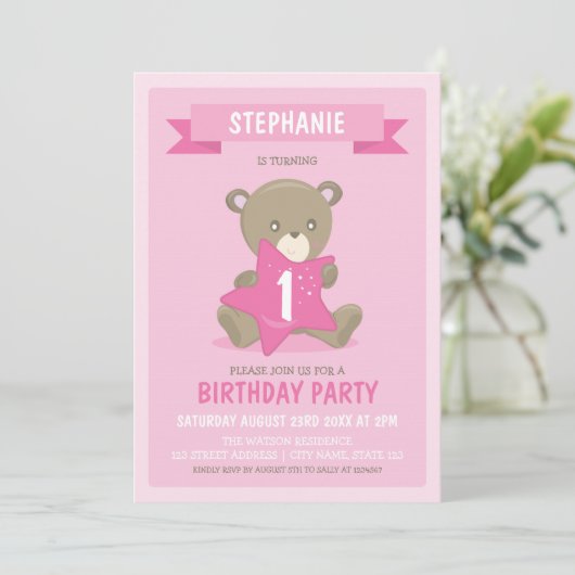 Rosa Bären jedes Alters oder erste Einladung zum G (Stehend Vorderseite)