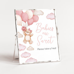 Rosa Bärenballon Bearly Wait Babys sind süß Poster
