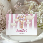 Rosa Bärenblasen Erstgeburtstag Einladung eines Mä