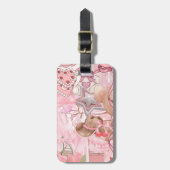 Rosa Bärencoquette Gepäckanhänger (Vorderseite vertikal)