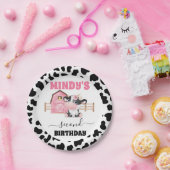 Rosa Barn Cow Print 2. Geburtstag Papierplatte Pappteller (Party)