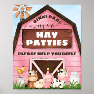 Rosa Barn Oink Baa Moo Landtiere Geburtstagsparty Poster