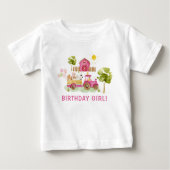 Rosa Barnyard Farmtiere Geburtshaus Baby T-shirt (Vorderseite)