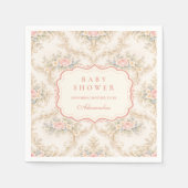 Rosa Barock-Garten-Baby-Shower in zartem Rosa Serviette (Vorderseite)
