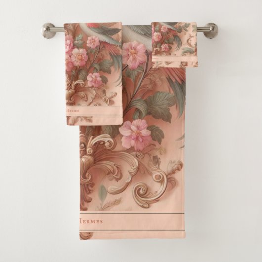 Rosa Barock Rokoko Blume Morris Badhandtuch Set (Insitu)