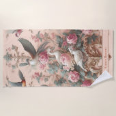 Rosa Barock Rokoko Blume Morris Strandtuch (Vorderseite)