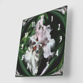 Rosa Bartete Iris Abstrakte Blume Art Quadratische Wanduhr (Winkel)