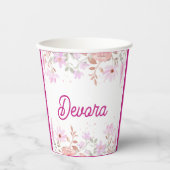 Rosa Bas mitzva Serviette mit Namen Pappbecher (Vorderseite)