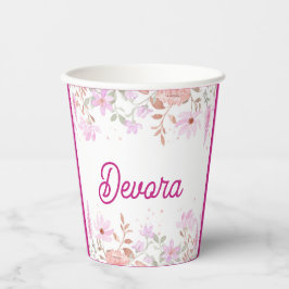 Rosa Bas mitzva Serviette mit Namen Pappbecher