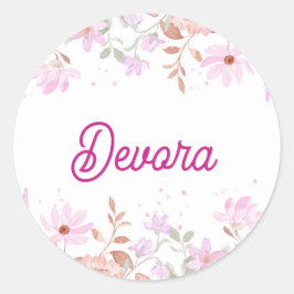 Rosa Bas mitzva Serviette mit Namen Runder Aufkleber