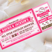 Rosa Baseball Ticket Couple Dusche Einladung