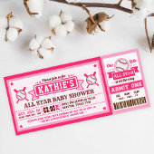 Rosa Baseball Ticket Pass Kinderdusche Einladung