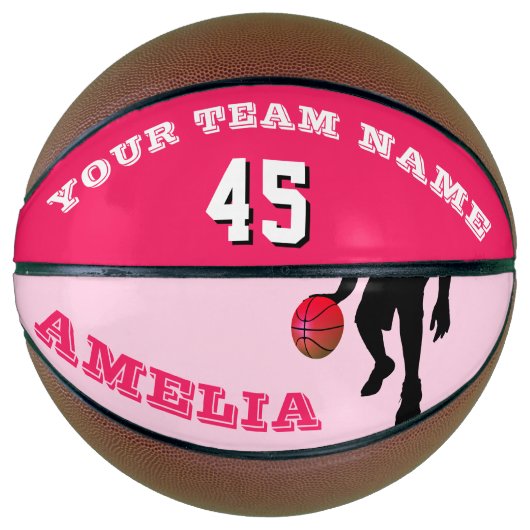 Rosa Basketball mit Teamname (Vorderseite)