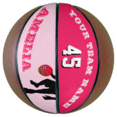 Rosa Basketball mit Teamname (Vertikal)