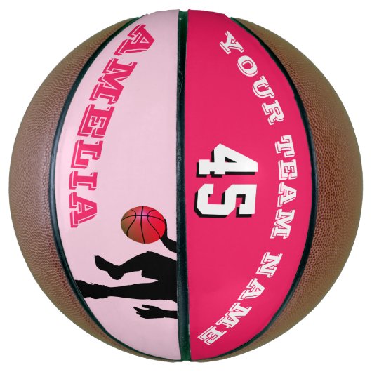 Rosa Basketball mit Teamname (Vertikal)