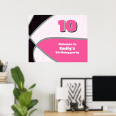 Rosa Basketball Party Mädchen Geburtstagsgeschenk Poster (Heimbüro)