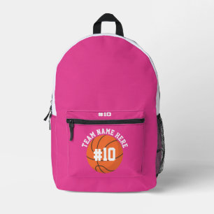 Rosa Basketball-Rucksack Schul-Sport-Team-Spieler Bedruckter Rucksack