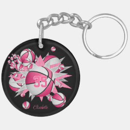 Rosa Basketball-Stars aus der Leichtathletik-Tribü Schlüsselanhänger