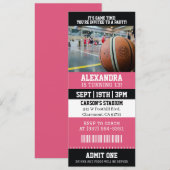 Rosa Basketball-Ticket-Geburtstagsfeier Einladung (Vorne/Hinten)