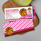 Rosa Basketball Ticket Pass Einladung zum Geburtst