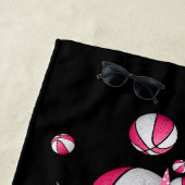Rosa Basketbällchen stern ihren Namen mit Monogram Strandtuch (Beispiel)