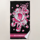 Rosa Basketbällchen stern ihren Namen mit Monogram Strandtuch (Vorderseite)