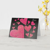 Rosa Bastelherzen  Karte (Gelbe Blume)