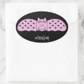 Rosa Bat Bandage Version 1 Ovaler Aufkleber (Tasche)