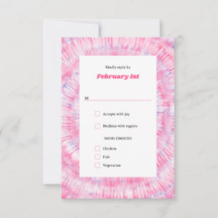 Rosa Bat-Mizwa-Antwortkarte mit Tie-Dye-Muster Einladung