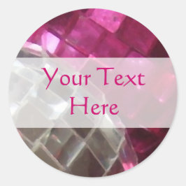 Rosa Baubles Spiegelball "Dein Text" Rundaufkleber Runder Aufkleber