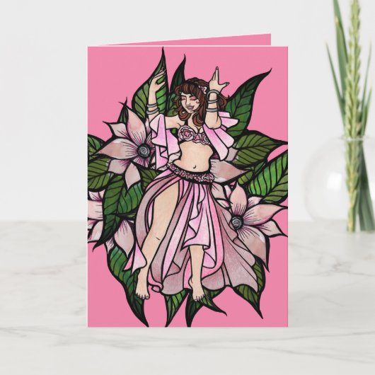Rosa Bauchtänzerin Shimmy Karte (Vorderseite)