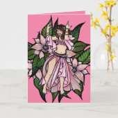 Rosa Bauchtänzerin Shimmy Karte (Gelbe Blume)