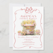 Rosa Bauer Blumenmarkt Geburtstag Einladung (Vorderseite)