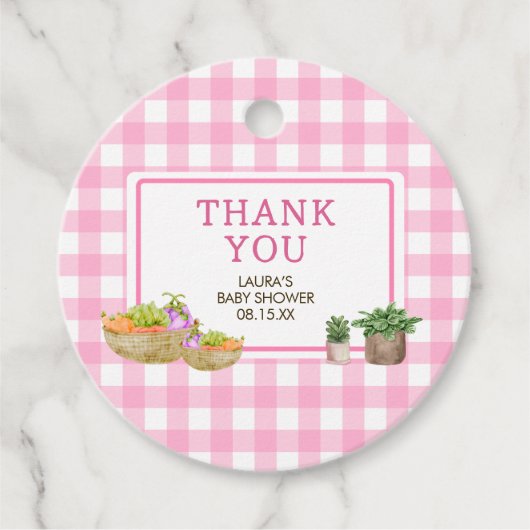 Rosa Bauer Markt Kinderdusche Runde Geschenkanhänger (Vorderseite)