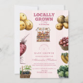 Rosa Bauern Market Babydusche Einladung (Vorderseite)