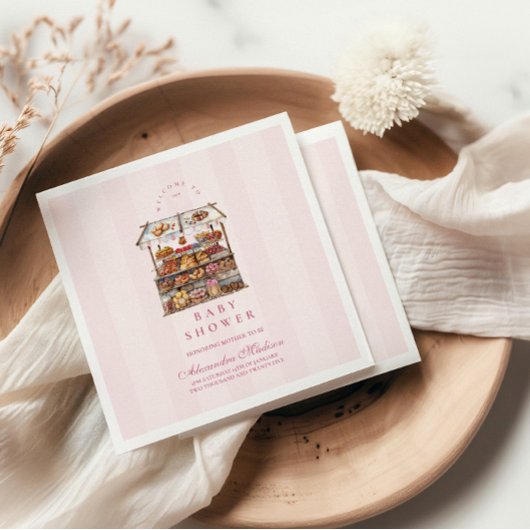 Rosa Bauern Market Babydusche Serviette