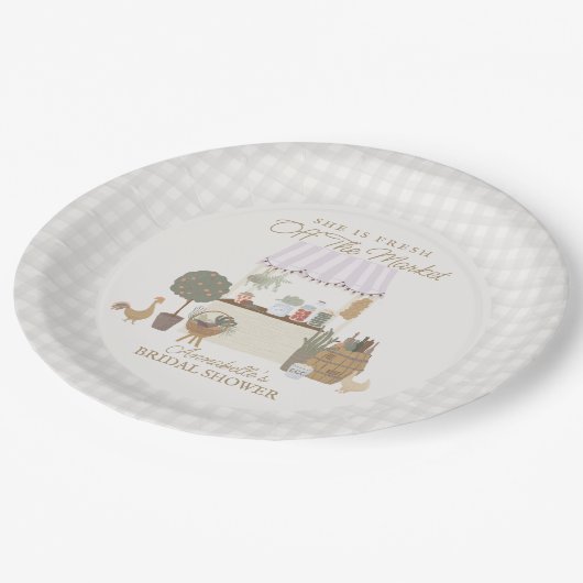 Rosa Bauern Markt Landwirtschaft Frische Brautpart Pappteller (Schrägansicht)